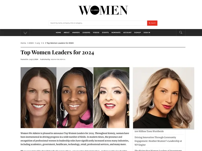 Djenita Svinjar recognized as one of the Top Women Leaders for 2024 by The Women We Admire.