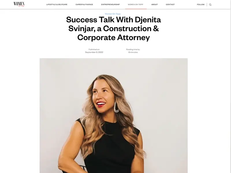 Djenita Svinjar featured on Women on Topp, sharing insights on resilience and empowerment in her career.